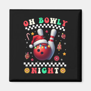 Imã Natal da boliche Oh Bowly Night Santa Hat Christm