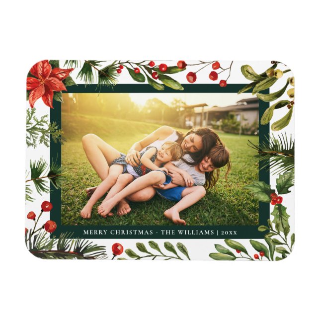 Ímã Natal da família Floral Poinsettia (Horizontal)