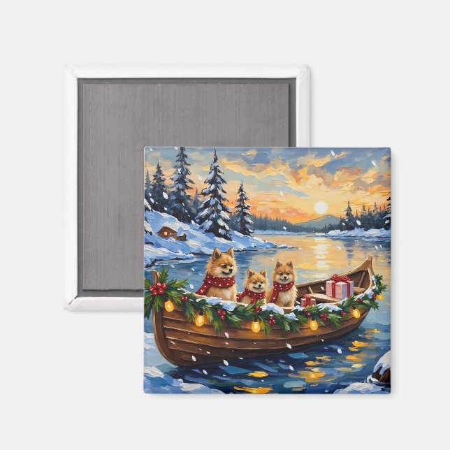 Imã Natal de barco de Pomerânia (Front/Back)