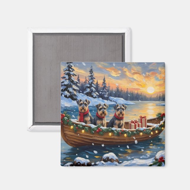 Imã Natal de barco de Schnauzer (Front/Back)