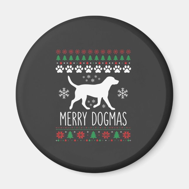 Imã Natal de Cachorro Vetor de Dogmas Alegres (Frente)
