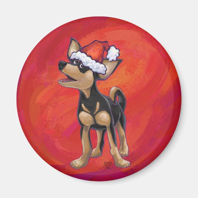 Imã Natal de Chihuahua no Vermelho (Frente)