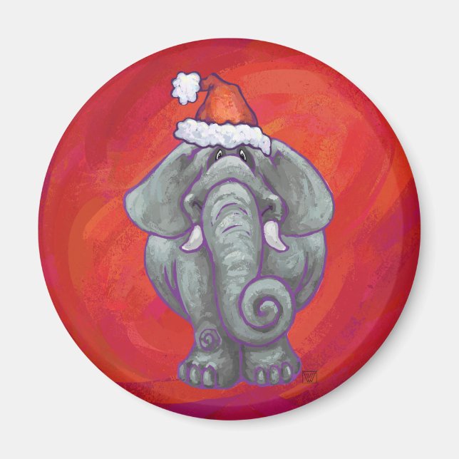 Imã Natal De Elefante Em Vermelho (Frente)