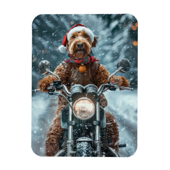 Ímã Natal de Motocicleta Airedale Dog (Vertical)