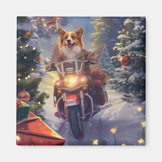 Imã Natal de Motocicleta Corgi (Frente)