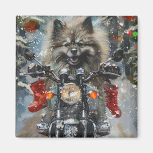 Imã Natal de Motocicleta de Keeshond