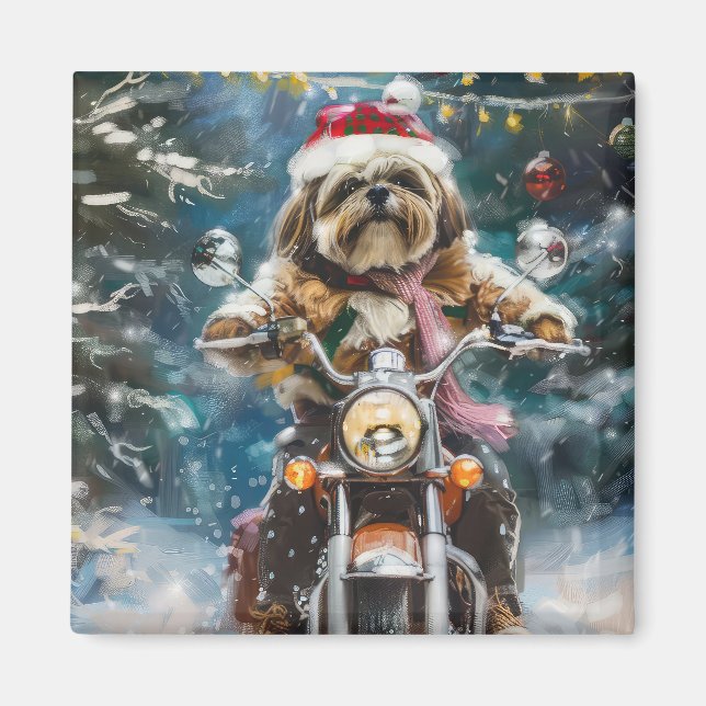Imã Natal de Motocicleta de Lhasa Apso (Frente)