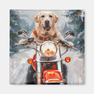 Imã Natal de Motocicleta do Cachorro Labrador