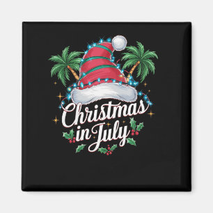 Imã Natal de Verão Chapéu de Papai Noel e Palmeiras -