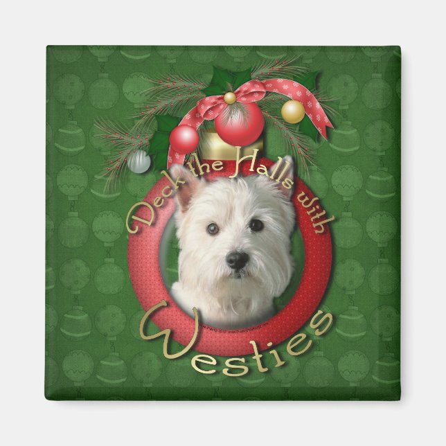 Imã Natal - Deck the Halls - Westies (Frente)