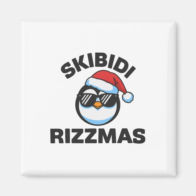 Imã Natal divertido com pinguim Skibidi Ri da Geração  (Frente)