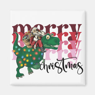 Imã Natal do carregando de Dinossaur Papai Noel