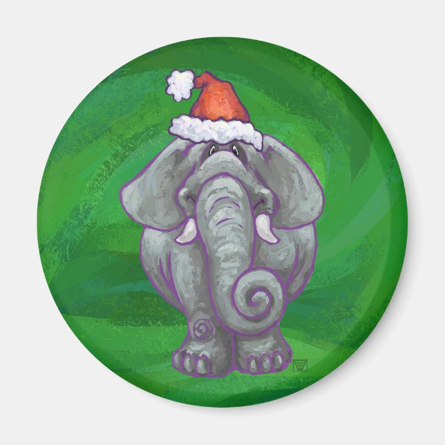 Imã Natal Do Elefante Em Verde (Frente)