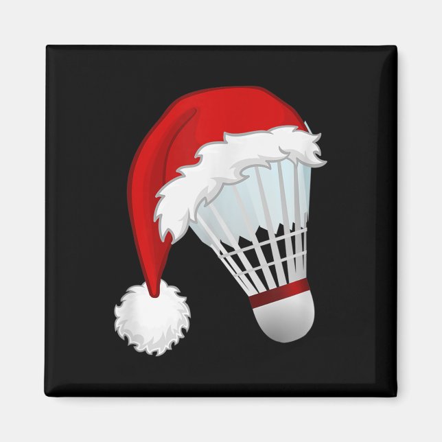 Imã Natal do Esporte de Badminton Santa Hat (Frente)
