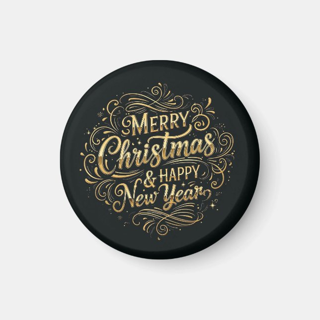 Imã Natal e Feliz ano novo alegres e Dourados (Frente)