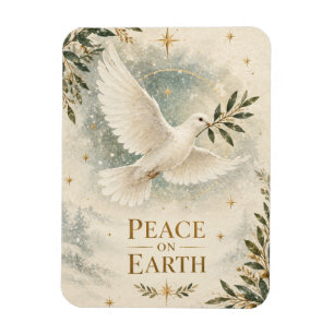 Ímã Natal Elegante da Pomba, Paz na Terra estilo Branc