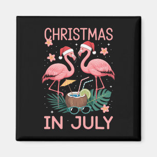 Imã Natal Em Julho Flamingo Rosa Com Chapéu De Papai N
