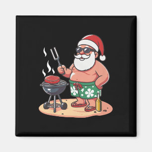 Imã Natal Em Julho Funny Santa Santa Grelhando Churras