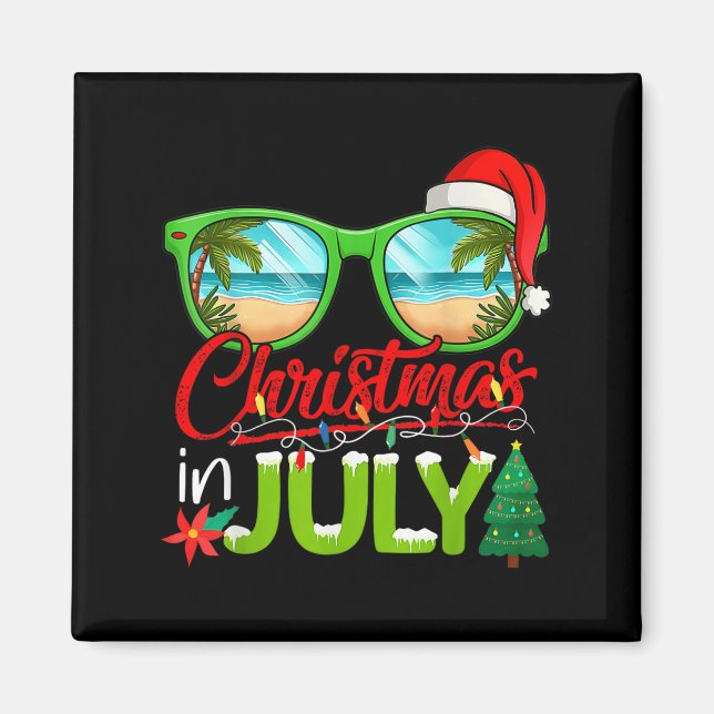 Imã Natal Em Julho Óculos De Sol Santa Hat Summer Beac (Frente)