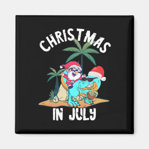 Imã Natal em Julho Papai Noel Dinossauros T-rex Verão