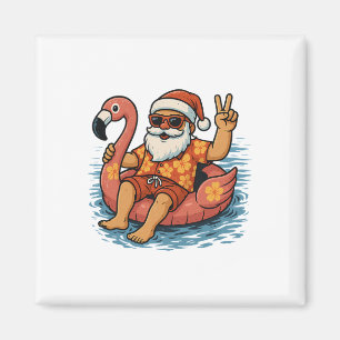 Imã Natal Em Julho Papai Noel Flamingo Verão Xmas Meni