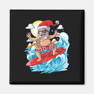 Imã Natal Em Julho Papai Noel Havaiano Surfando Verão