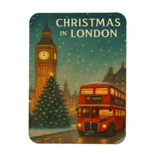 Ímã Natal em Londres – Cena Festiva de Férias com R