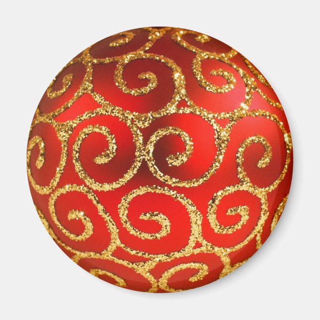 Imã Natal Em Vermelho E Dourado (Frente)