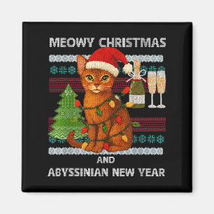 Imã Natal Feliz Meowy Gato Abissínio Fofinho Chapéu do
