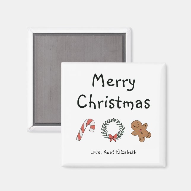 Imã Natal Feliz Pessoal Simpático Caprichoso Simples (Front/Back)