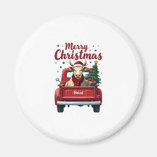 Imã Natal Feliz Vintage Vaca das Terras Altas Caminhão