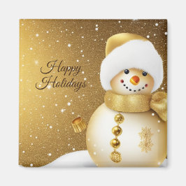Imã Natal Flocos de Neve Homem de Neve Dourado Feriado