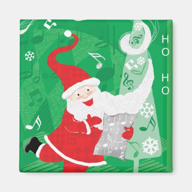 Imã Natal fofo, Papai Noel cantando e dançando (Frente)