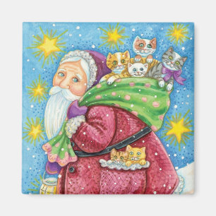 Imã Natal fofo, Papai Noel com Gatinhos e Gatos!