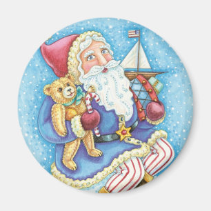 Imã Natal fofo, Papai Noel na Bola de Neve com Brinque