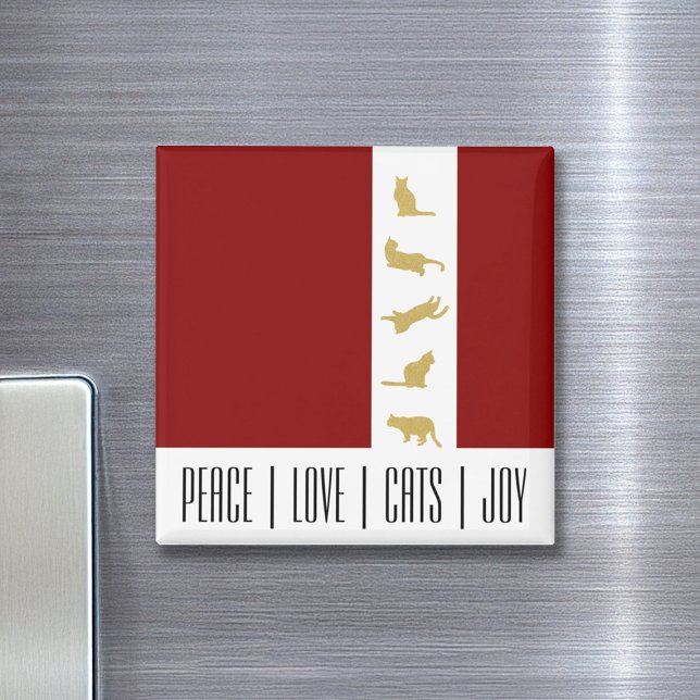 Imã Natal Gato Vermelho Branco Dourado Moderno (Criador carregado)