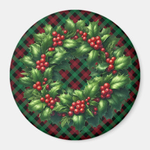 Imã Natal Holly Wreath Magnet