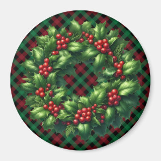 Imã Natal Holly Wreath Magnet