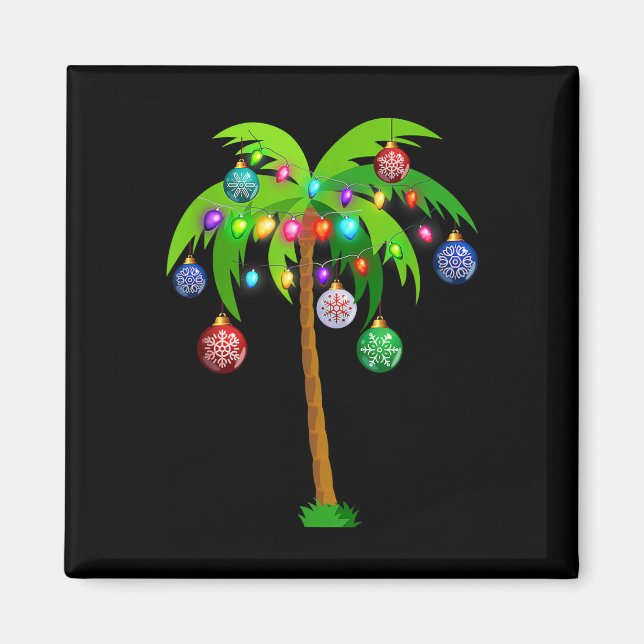 Imã Natal Lights Palm Tree Fun Hawaii Beach Tropic (Frente)