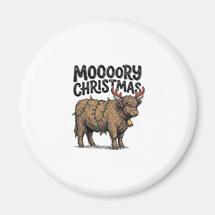 Imã Natal Moooory Vaca Highland Gravura Vintage T