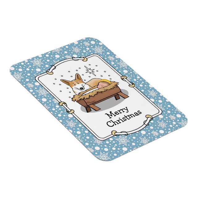 Ímã Natal Natividade Pembroke Welsh Corgi (red1) Diver (Lado Direito)