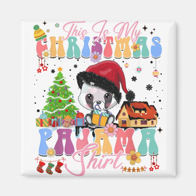 Imã Natal Pajama Cute Panda Gift X-mas Matching Fa (Frente)