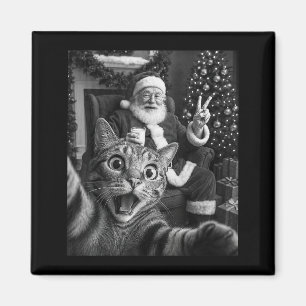 Imã Natal Papai Noel Feliz X-mas Gato Divertido Selfie