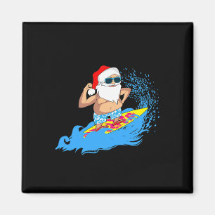Imã Natal Papai Noel Havaiano Surfando Verão Surfe