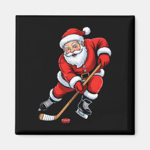 Imã Natal Papai Noel Jogando Hóquei no Gelo Meninos Ho