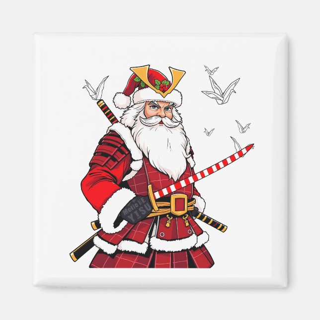 Imã Natal Papai Noel Samurai Arte Japonesa  (Frente)