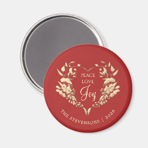 Imã Natal Paz Amor Alegria Dourado Vermelho