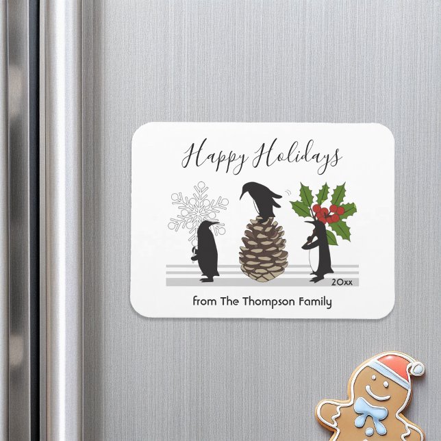 Ímã Natal Personalizado de Pinguim Engraçado Fofo (Criador carregado)