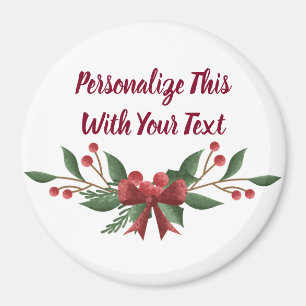 Imã Natal personalizado do azevinho e da baga do texto