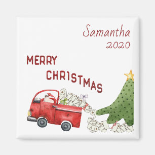 Imã Natal Personalizado do Caminhão Vermelho 2020
